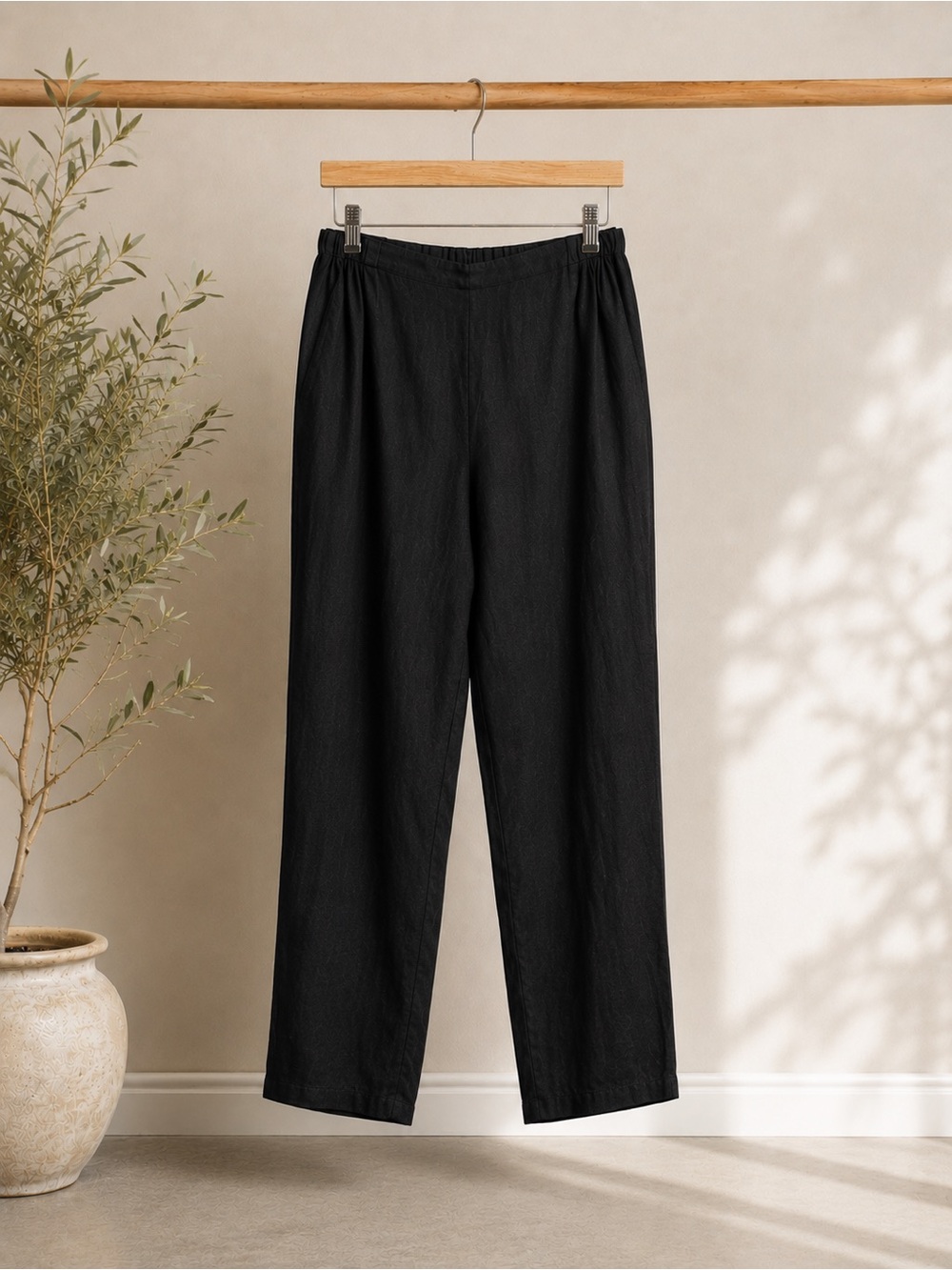 FLAX 100% Linen Pull-On Pants | Black | NWOT | Size Small